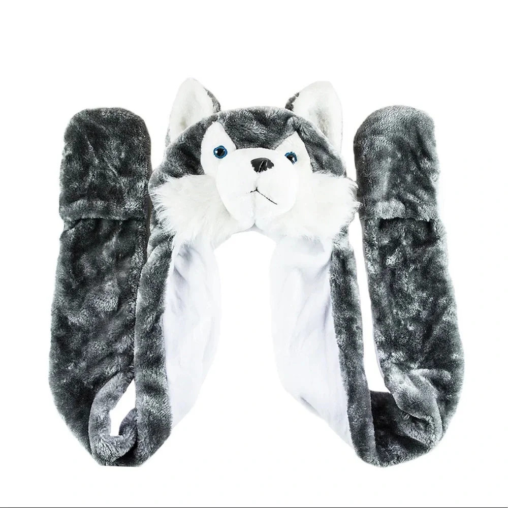 Husky Timber Wolf Plush Hat